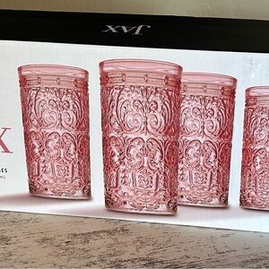 NWT Jax Set of 4 Highball Glasses Pin Etched Glass
